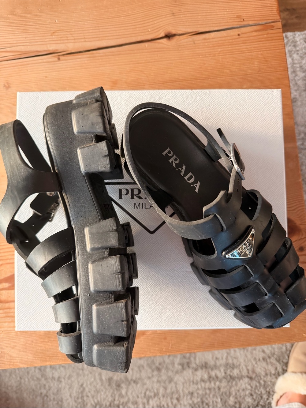 PRADA Monolith sandals in black